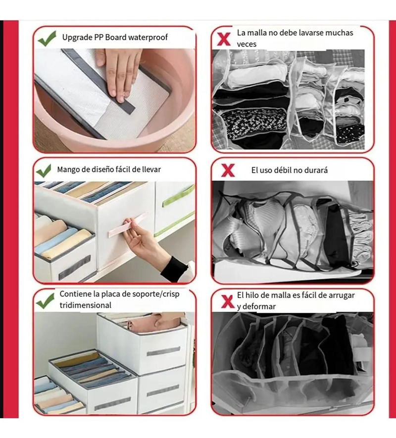 SET ORGANIZADOR PARA ROPA CON SEPARADORES AJUSTABLES PARA CAJONES - 5