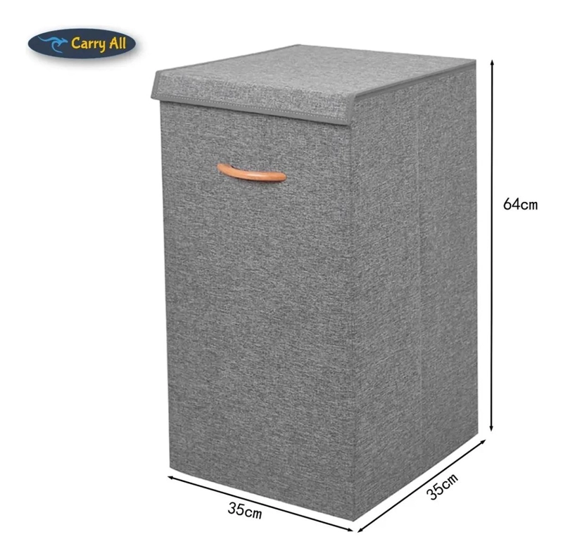 CAJA ORGANIZADORA PLEGABLE DE LINO GRIS CON TAPA CAPACIDAD 78 LITROS - 5