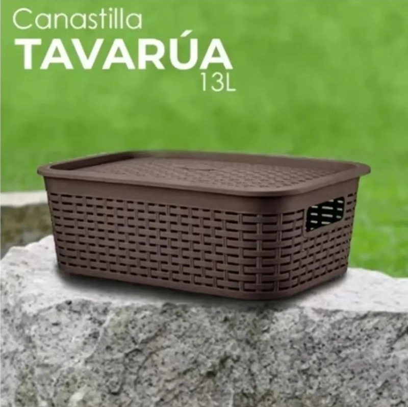 CANASTILLA ORGANIZADORA CON TAPA CAPACIDAD 13 LITROS PARA ALMACENAMIENTO - 5