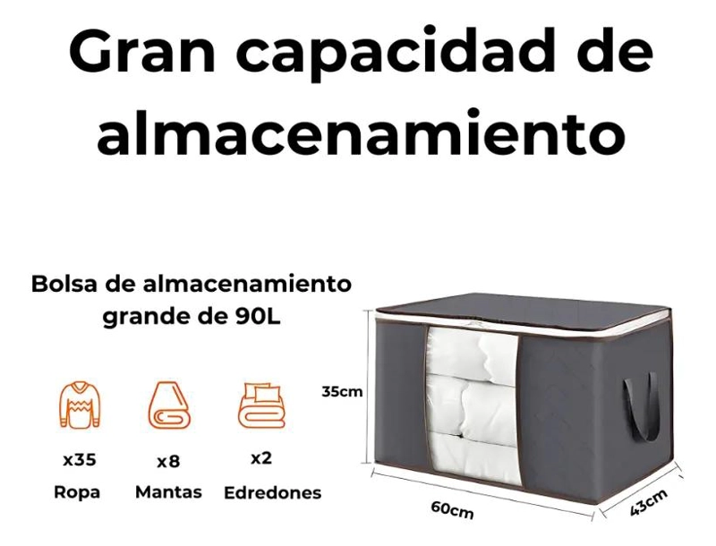 SET DE 6 BOLSAS ORGANIZADORAS DE TELA REFORZADA CON VENTANA 90L - 2
