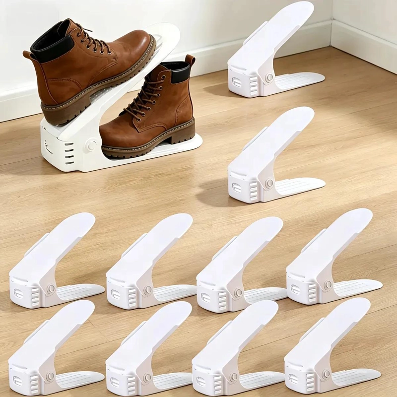 ESTANTE PARA ZAPATOS CON SOPORTE RESISTENTE COLOR BLANCO KIT 10 UNIDADES - 1
