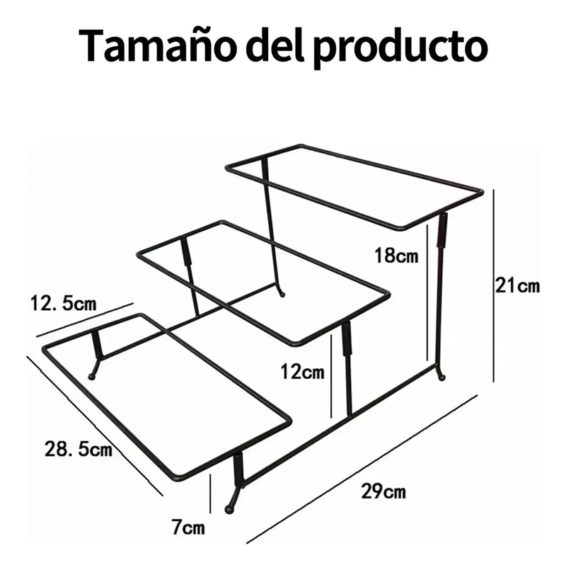 SOPORTE METALICO DE 3 NIVELES PARA EXHIBICION Y ORGANIZACION DE ALIMENTOS - 2