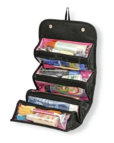 ORGANIZADOR PORTATIL PARA COSME TICOS CON DISEÑO ROLL-UP Y MULTIPLES COMPARTIDOS - 2