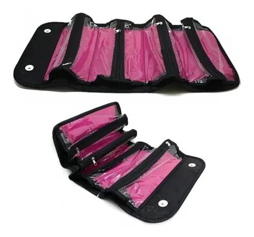 ORGANIZADOR PORTATIL PARA COSME TICOS CON DISEÑO ROLL-UP Y MULTIPLES COMPARTIDOS - 3