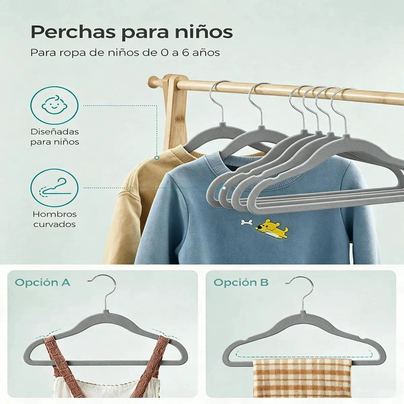 SET DE 30 PERCHAS INFANTILES DE TERCIOPELO ANTIDESLIZANTES - 2