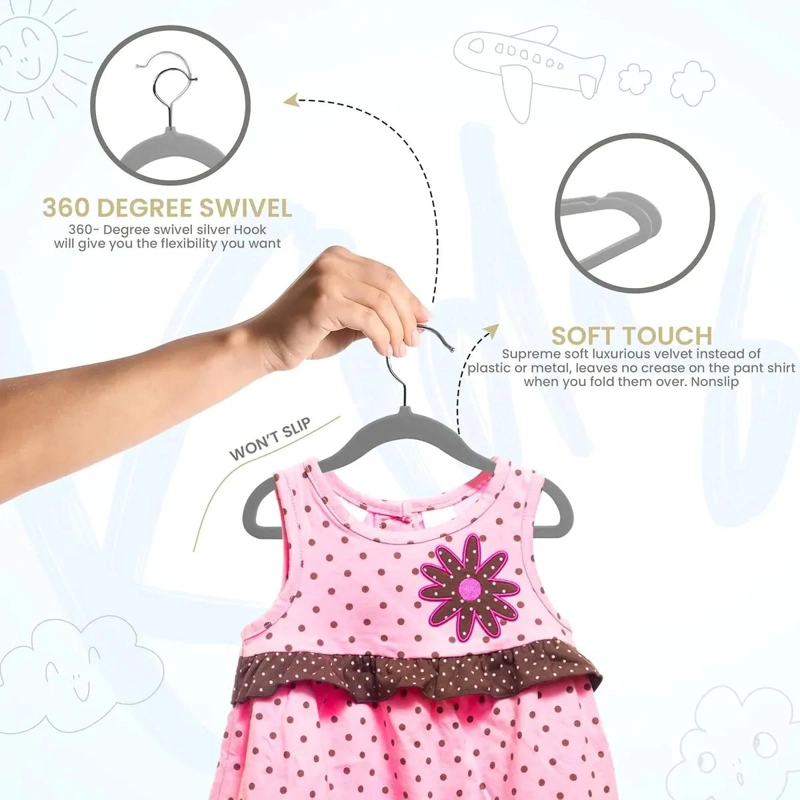 SET DE 30 PERCHAS INFANTILES DE TERCIOPELO ANTIDESLIZANTES - 5