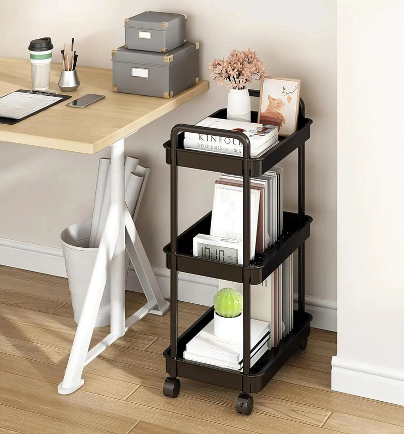 CARRITO DE ALMACENAMIENTO DE 3 NIVELES CON ASA PARA COCINA Y BAÑO - 2