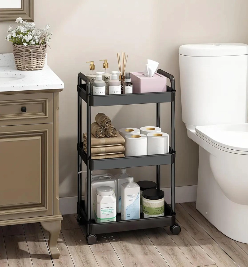 CARRITO DE ALMACENAMIENTO DE 3 NIVELES CON ASA PARA COCINA Y BAÑO - 3