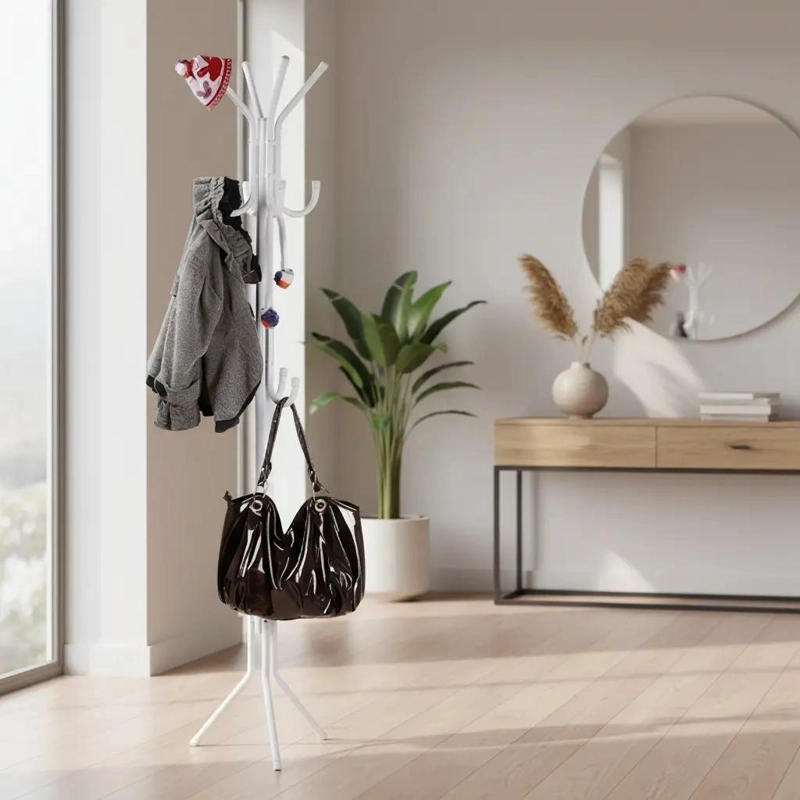 PERCHERO DE PIE PARA ROPA Y ACCESORIOS ALTURA 175 CM COLOR BLANCO - 5