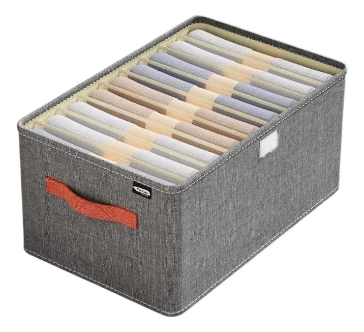 SET DE 3 CAJAS ORGANIZADORAS PLEGABLES CON TAPA COLOR GRIS OSCURO - 2