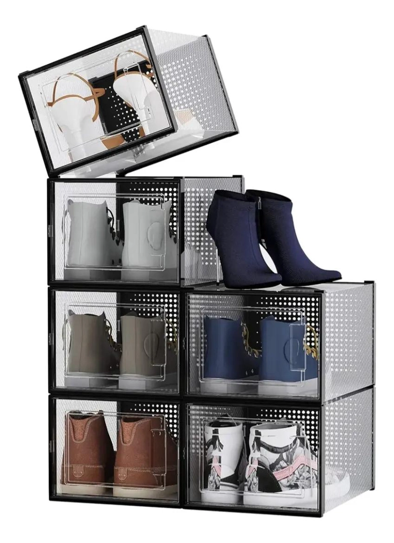 SET DE 4 CAJAS ORGANIZADORAS APILABLES PARA ZAPATOS - 1
