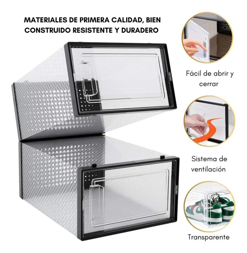 SET DE 4 CAJAS ORGANIZADORAS APILABLES PARA ZAPATOS - 3