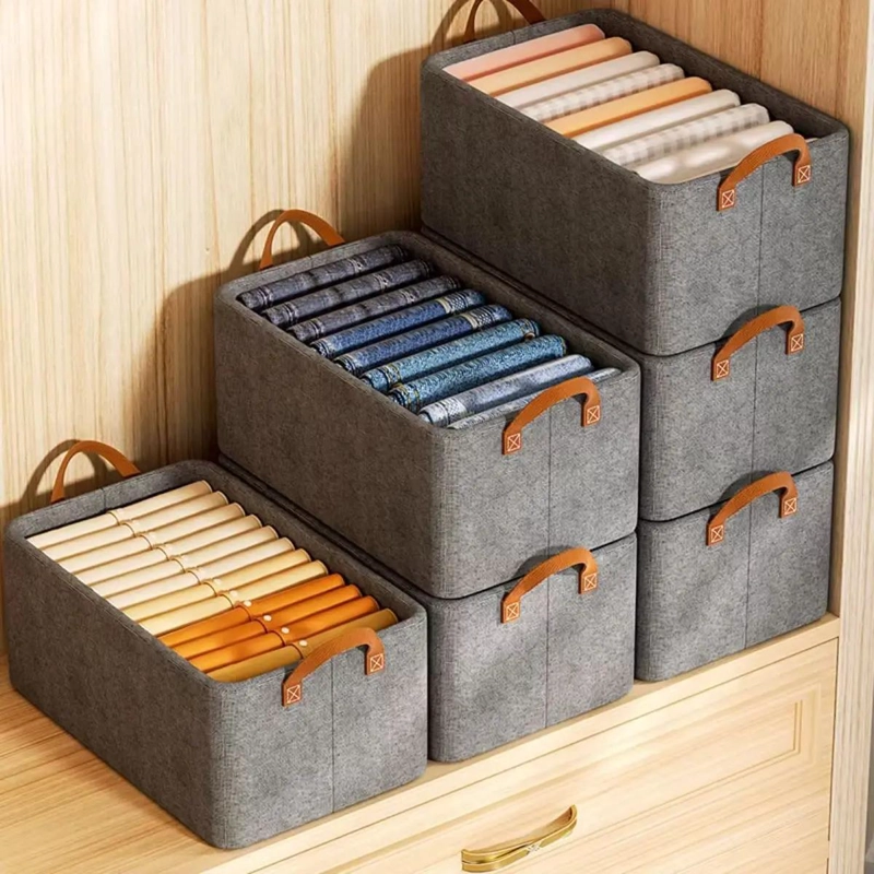 ORGANIZADOR PLEGABLE MULTIUSOS CON 3 CESTAS PARA ARMARIO Y ALMACENAMIENTO - 3