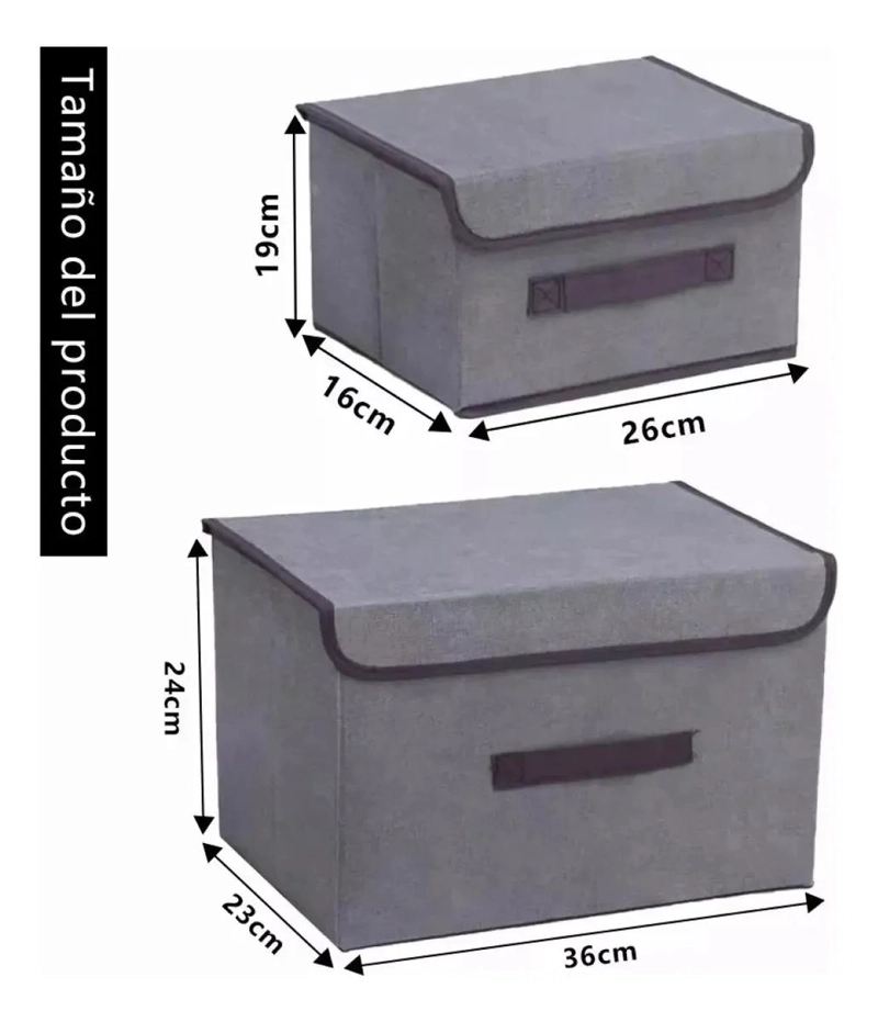 SET DE 6 CAJAS ORGANIZADORAS PLEGABLES DE TELA CON TAPAS RESISTENTES - 4