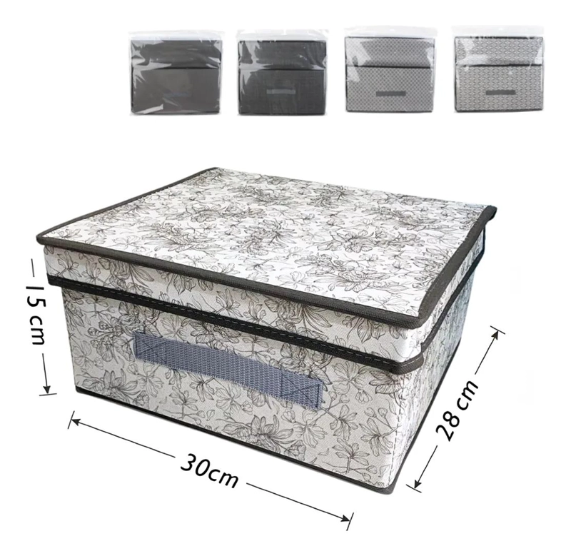CAJA ORGANIZADORA DE TELA CON TAPA PARA ROPA 30X28X15 CM - 2