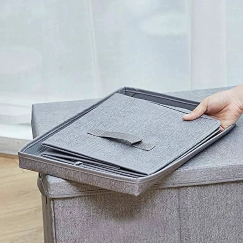 CAJA ORGANIZADORA DE TELA CON TAPA PARA ROPA 30X28X15 CM - 3