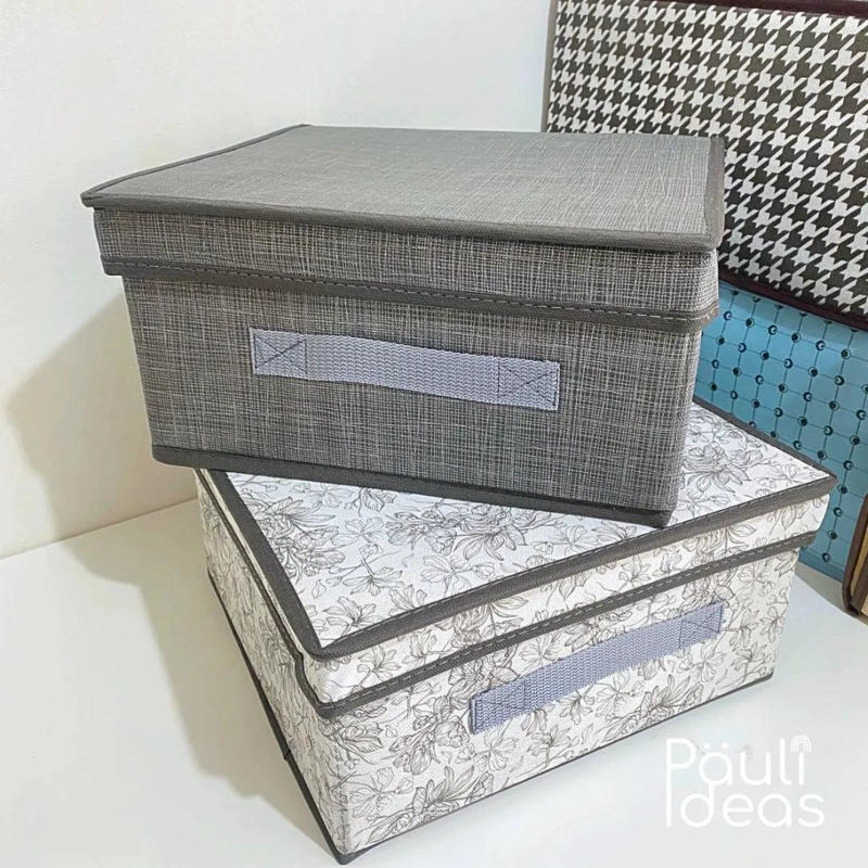CAJA ORGANIZADORA DE TELA CON TAPA PARA ROPA 30X28X15 CM - 4