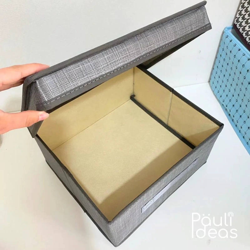 CAJA ORGANIZADORA DE TELA CON TAPA PARA ROPA 30X28X15 CM - 5