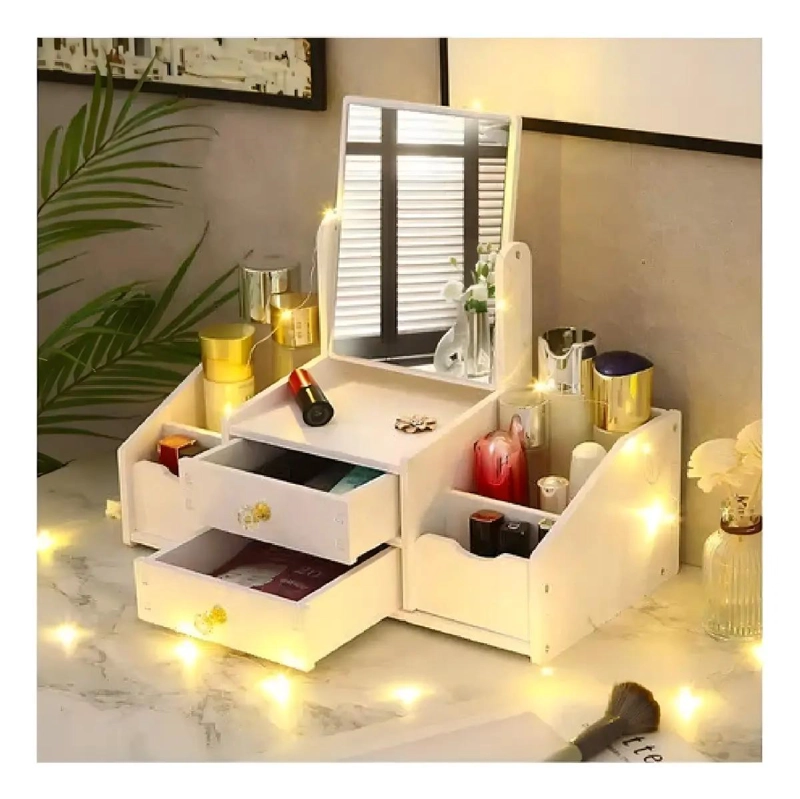 ORGANIZADOR PARA MAQUILLAJE CON ESPEJO DISEÑO RECTANGULAR ARMABLE - 3