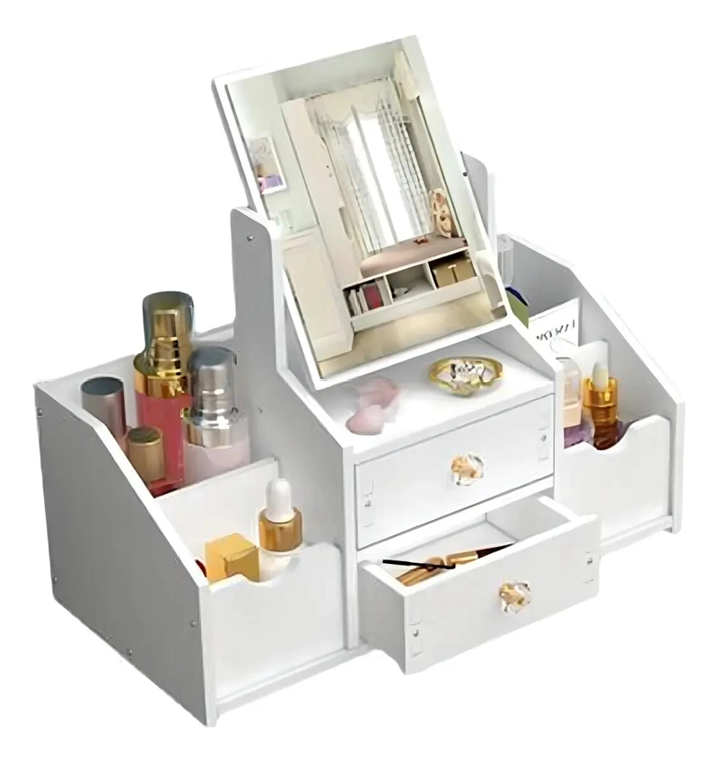 ORGANIZADOR PARA MAQUILLAJE CON ESPEJO DISEÑO RECTANGULAR ARMABLE - 4