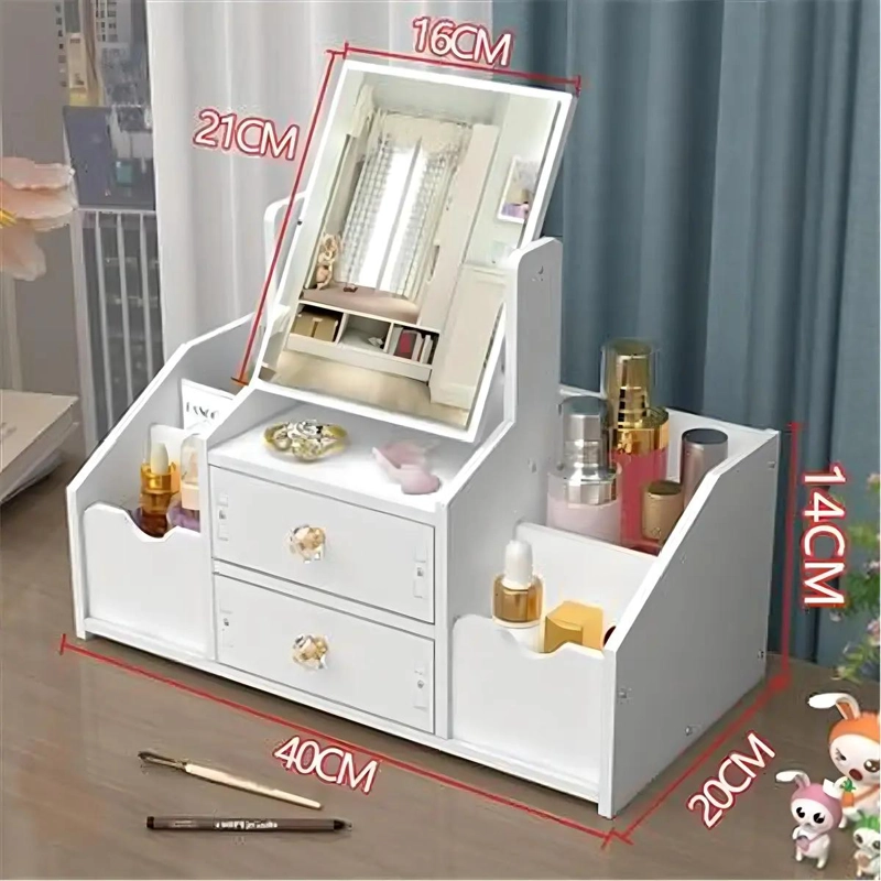 ORGANIZADOR PARA MAQUILLAJE CON ESPEJO DISEÑO RECTANGULAR ARMABLE - 5