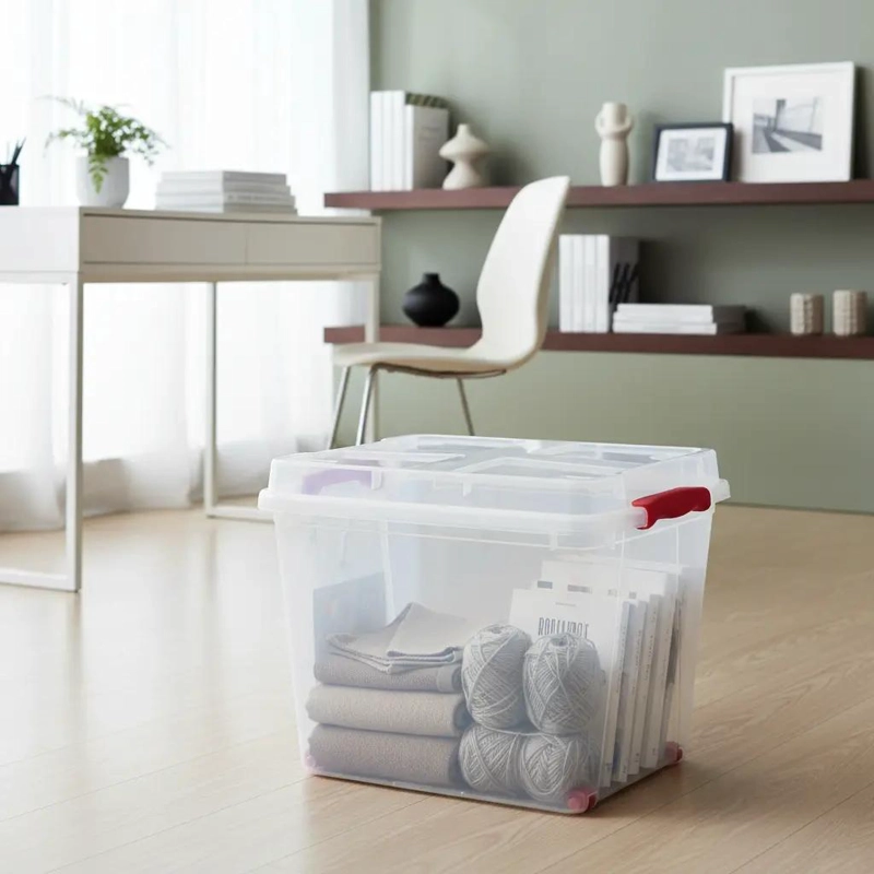 CAJA ORGANIZADORA TRANSPARENTE CON RUEDAS CAPACIDAD 27 LITROS - 3