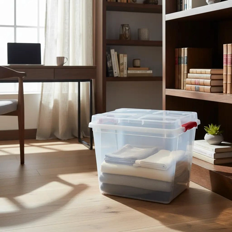 CAJA ORGANIZADORA TRANSPARENTE CON RUEDAS CAPACIDAD 27 LITROS - 4