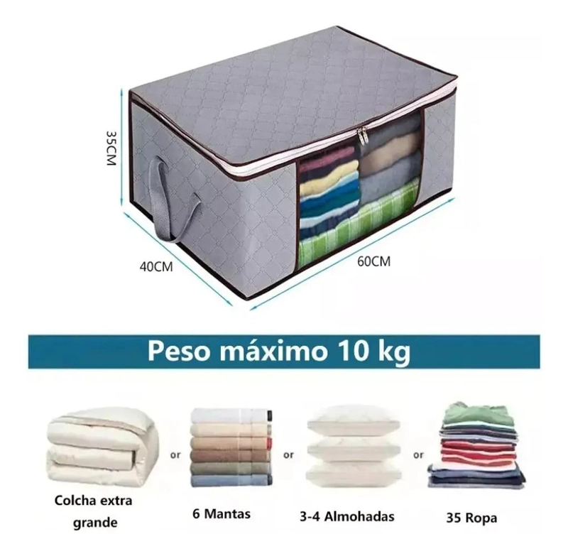 SET DE 6 CAJAS ORGANIZADORAS PLEGABLES PARA ROPA COLOR GRIS - 2