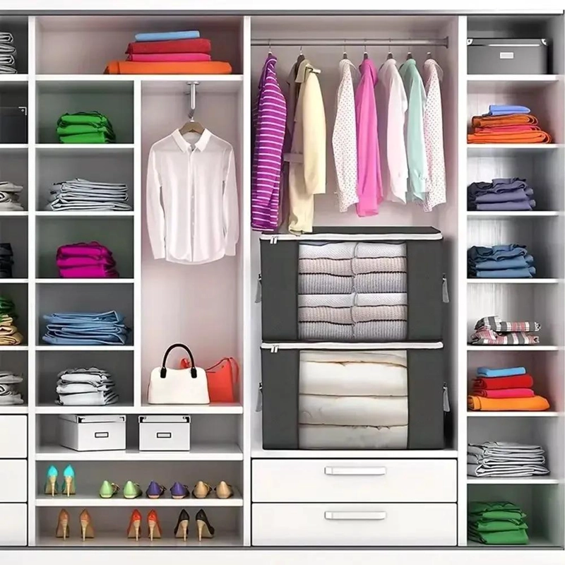 SET DE 6 CAJAS ORGANIZADORAS PLEGABLES PARA ROPA COLOR GRIS - 4