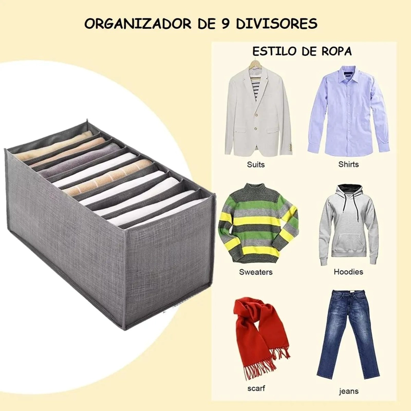 ORGANIZADOR DE ROPA CON 9 DIVISORES PARA ARMARIOS Y CAJONES - 3