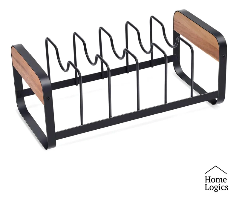 ORGANIZADOR PARA TAPAS DE OLLAS CON ASA DE MADERA Y ESTRUCTURA DE ACERO - 2