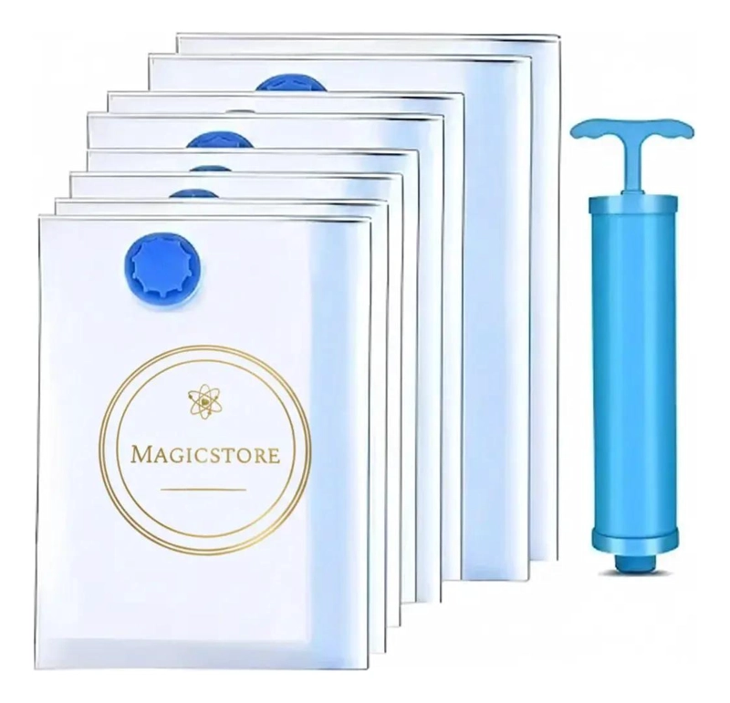 PACK DE 12 BOLSAS AL VACIO REUTILIZABLES 80X60 CM CON BOMBA MANUAL - 1