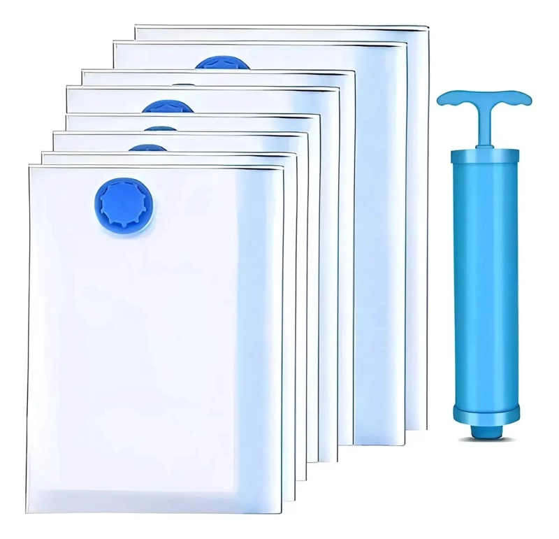 PACK DE 12 BOLSAS AL VACIO REUTILIZABLES 80X60 CM CON BOMBA MANUAL - 2