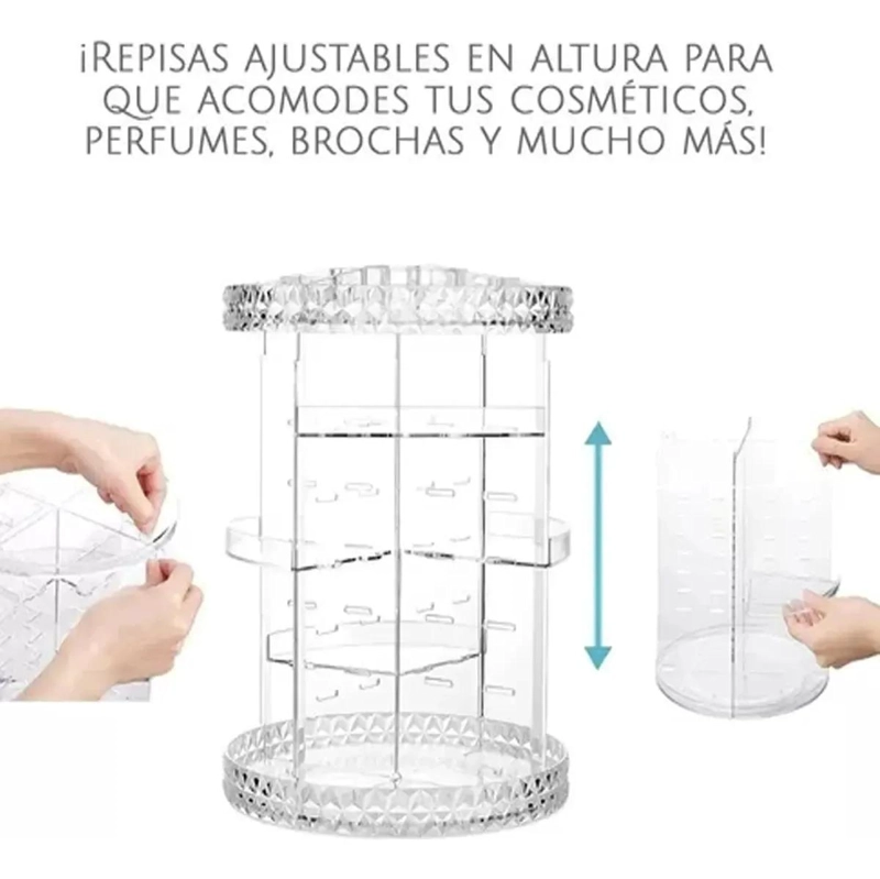 ORGANIZADOR GIRATORIO PARA MAQUILLAJE CON ROTACION DE 360 GRADOS Y DISEÑO TRASLU - 4