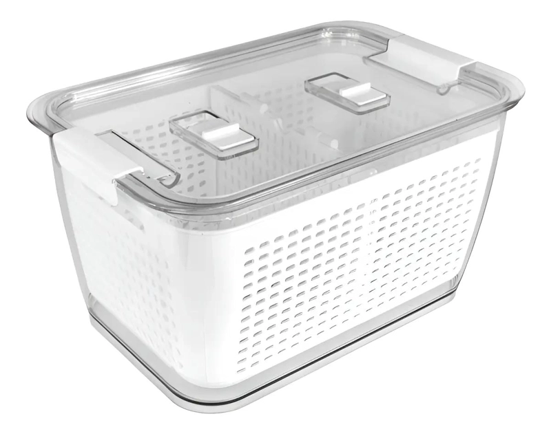 ORGANIZADOR PARA REFRIGERADOR CON CESTA MEDIANA COLOR BLANCO - 1