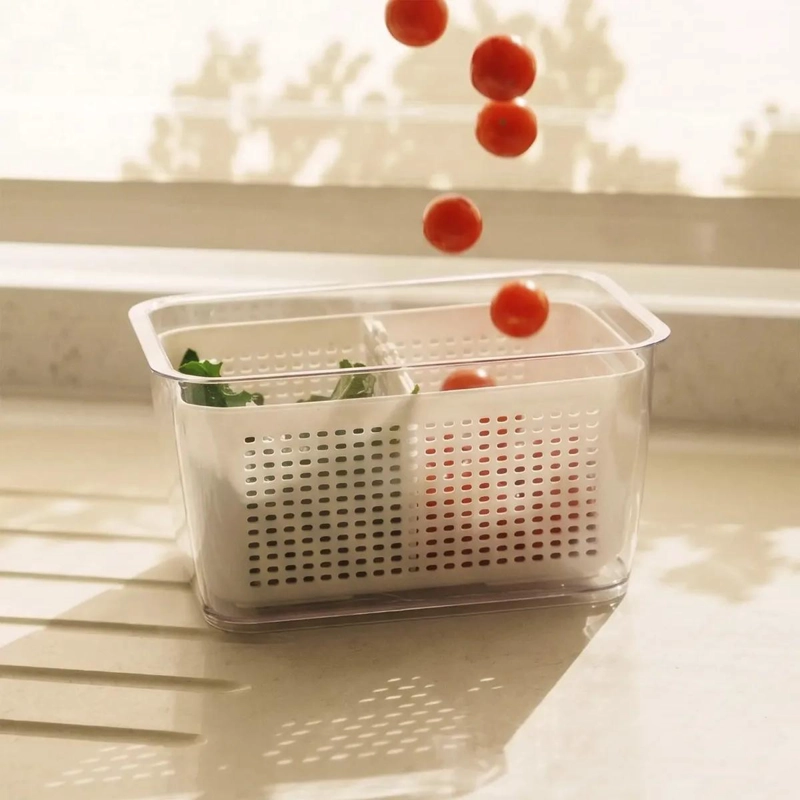 ORGANIZADOR PARA REFRIGERADOR CON CESTA MEDIANA COLOR BLANCO - 2