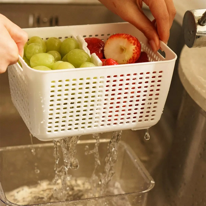 ORGANIZADOR PARA REFRIGERADOR CON CESTA MEDIANA COLOR BLANCO - 4