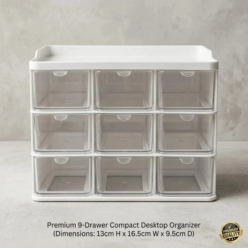 ORGANIZADOR COMPACTO CON 9 COMPARTIMIENTOS TRANSPARENTES PARA ALMACENAMIENTO - 2