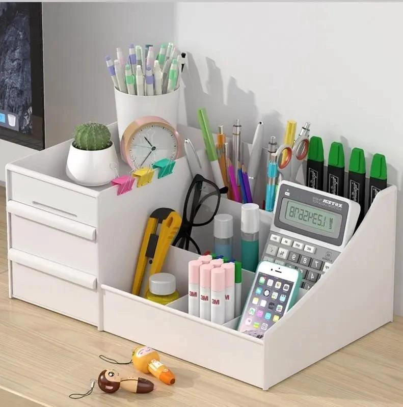 ORGANIZADOR ACRILICO TRANSPARENTE CON ESTANTES PARA ESCRITORIO Y OFICINA - 2