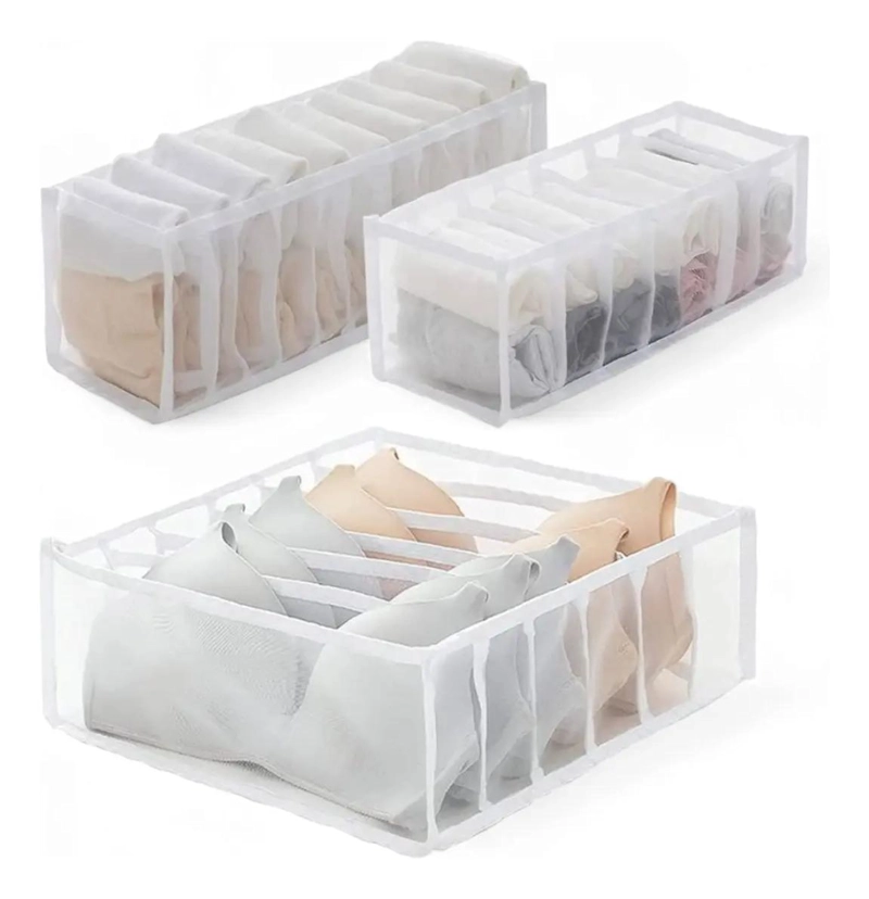 SET DE 3 CAJAS ORGANIZADORAS PARA ROPA INTERIOR Y ACCESORIOS - 1