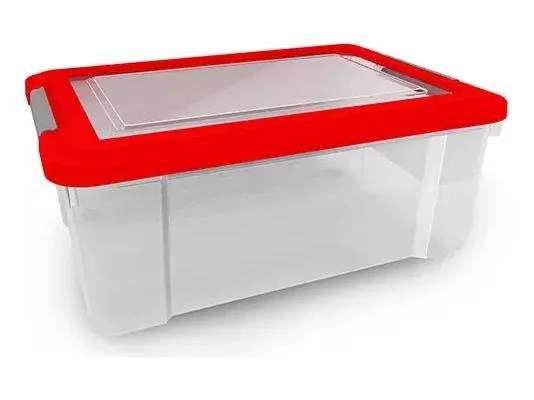 CAJA ORGANIZADORA DE PLASTICO CON TAPA CAPACIDAD 28 LITROS - 1
