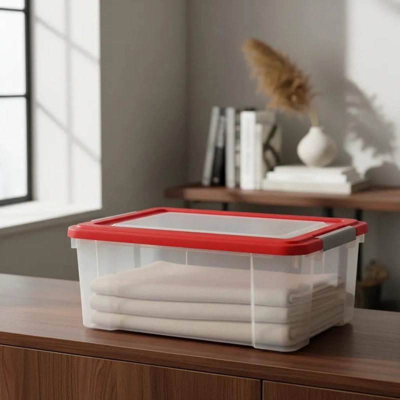 CAJA ORGANIZADORA DE PLASTICO CON TAPA CAPACIDAD 28 LITROS - 3