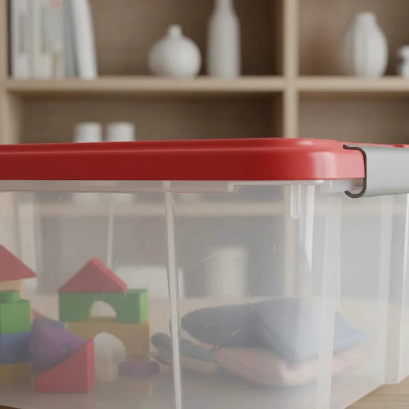 CAJA ORGANIZADORA DE PLASTICO CON TAPA CAPACIDAD 28 LITROS - 5