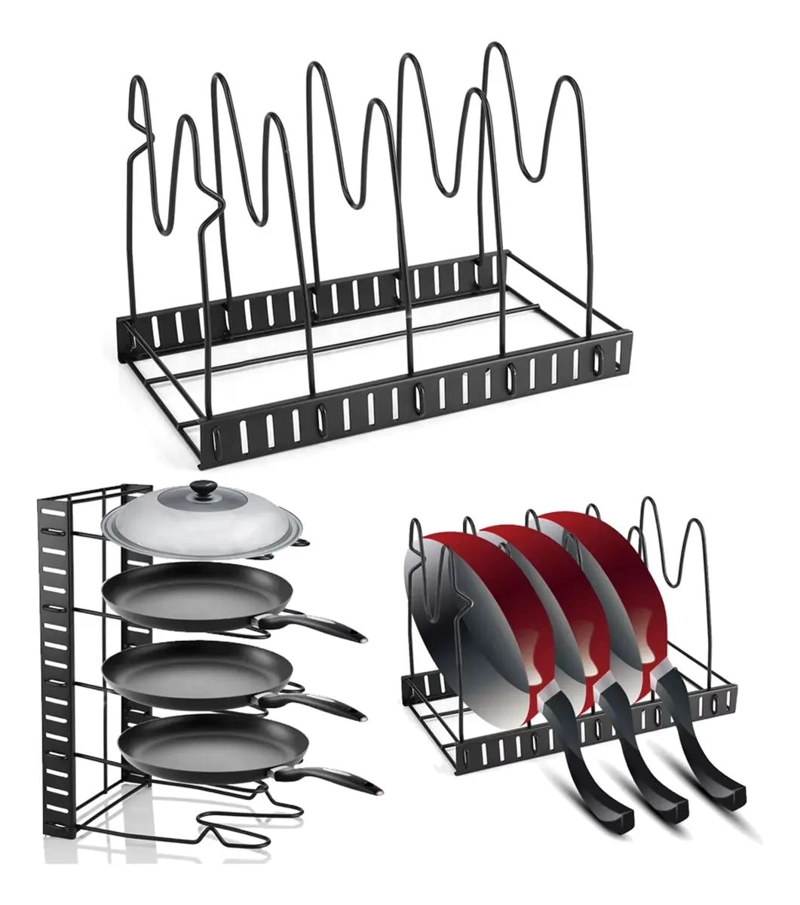ORGANIZADOR METALICO AJUSTABLE PARA OLLAS Y TAPAS EN COCINA - 1