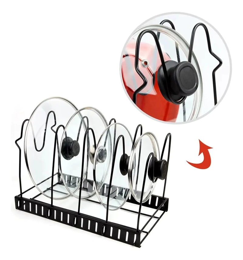 ORGANIZADOR METALICO AJUSTABLE PARA OLLAS Y TAPAS EN COCINA - 5