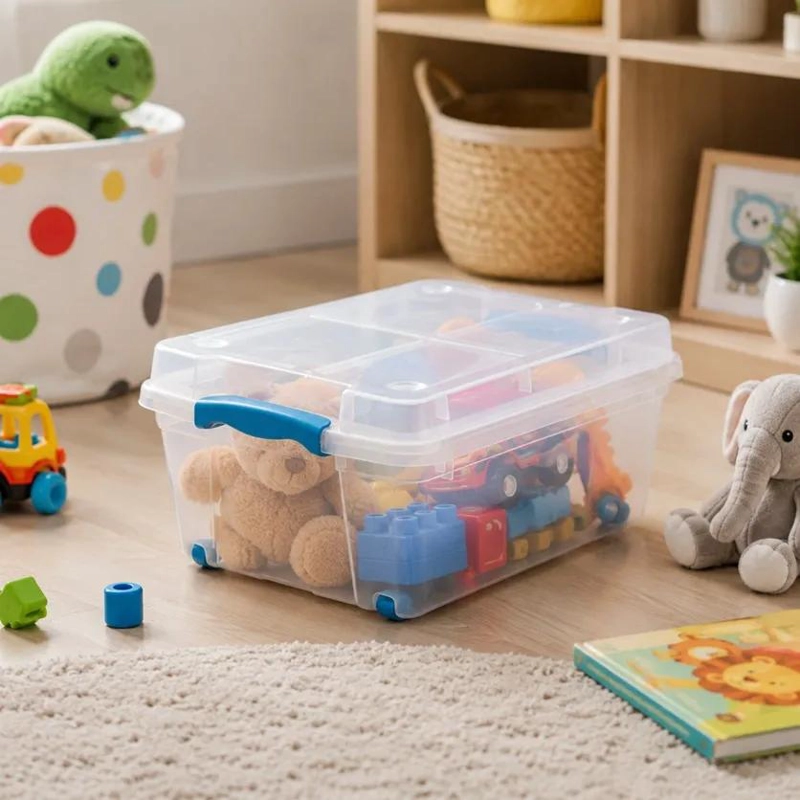 CAJA ORGANIZADORA PLASTICA TRANSPARENTE CON RUEDAS CAPACIDAD 15 LITROS - 3