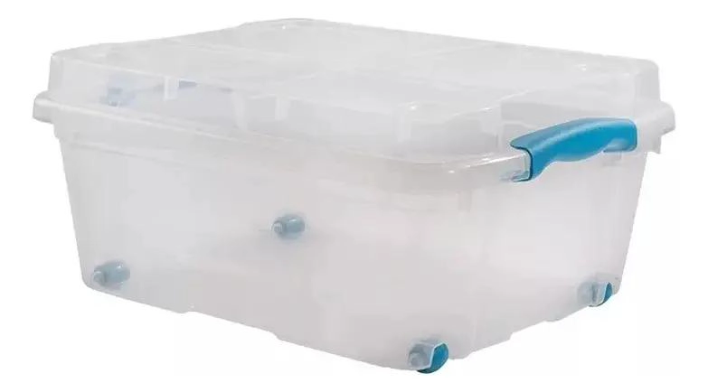 CAJA ORGANIZADORA PLASTICA TRANSPARENTE CON RUEDAS CAPACIDAD 15 LITROS - 4