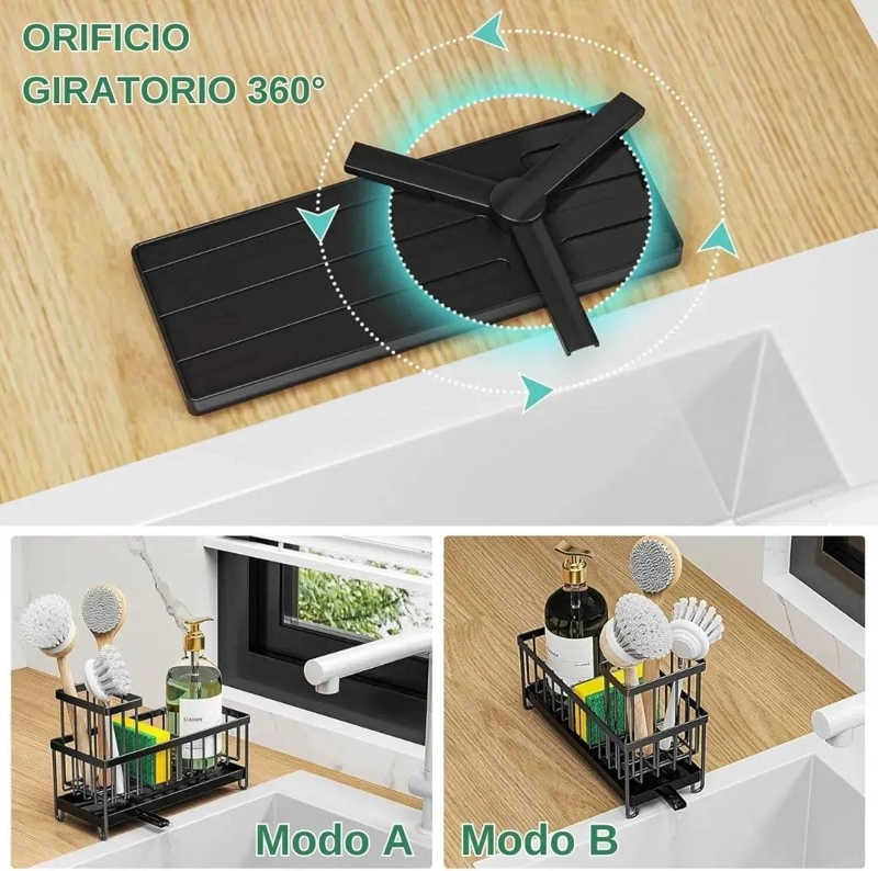 ORGANIZADOR DE COCINA PARA ESPONJA CON ESCURRIDOR Y SOPORTE - 4