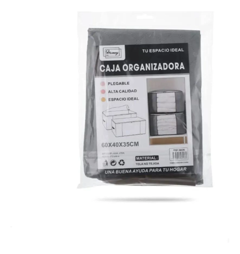 SET DE 2 CAJAS ORGANIZADORAS DE TELA NO TEJIDA CON CIERRE GRIS - 5
