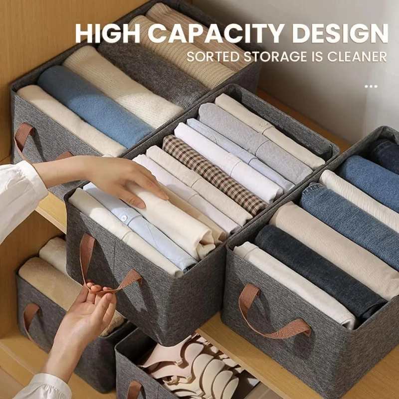 PACK DE 2 CAJAS PLEGABLES DE TELA PARA ALMACENAMIENTO DE ROPA - 5